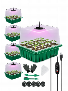 Набор мини парников 5шт комплект из 12 ячеек, с фитолампой внутри Огонек OG-LDP52